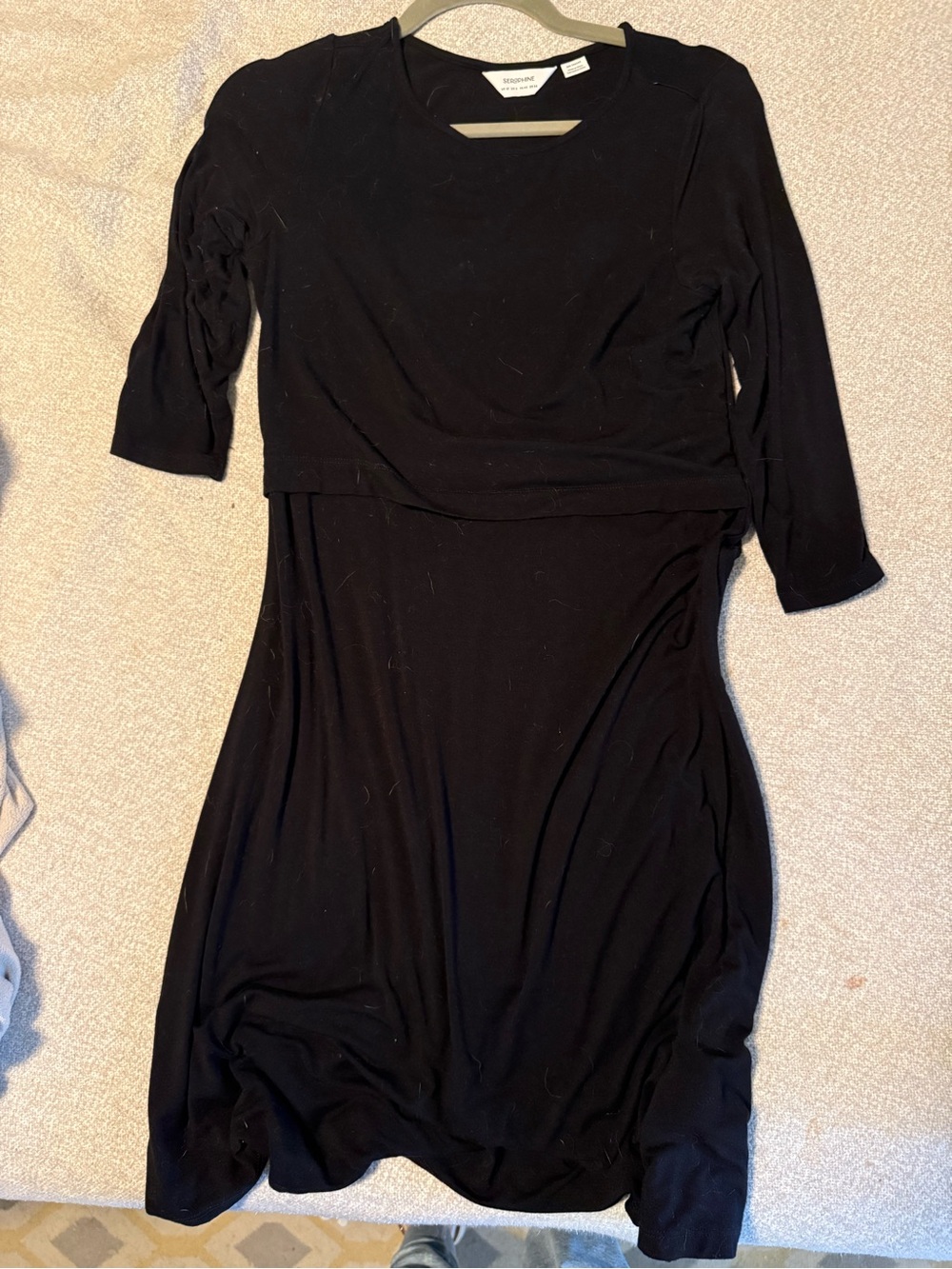Seraphine Black Long Sleeve Maternity & Nursing Dress